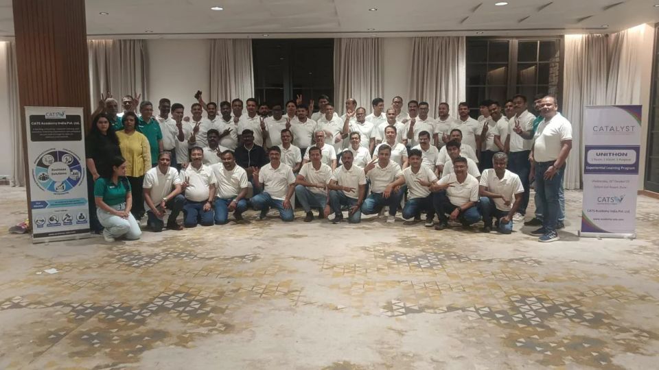 Catalyst UNITHON experiential learning programme group photo at Oxford Golf Resort, Pune